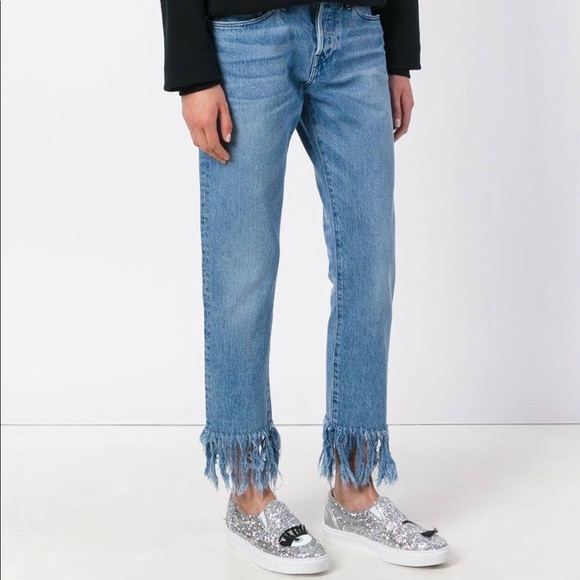 3x1 WM3 Straight Crop Fringe Jeans - Picture 2 of 7